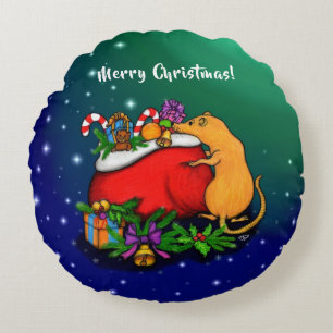 Merry Christmas with Rat Prince Round Cushion