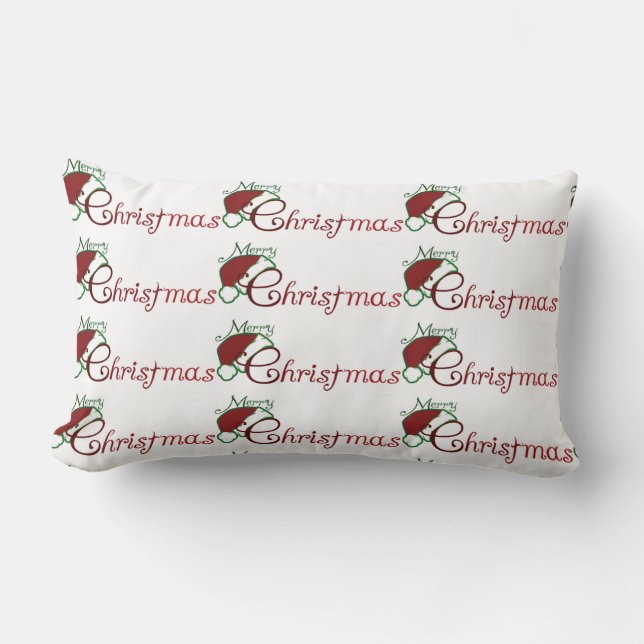 ***MERRY CHRISTMAS WITH RED BACK* CHRISTMAS PILLOW (Front)