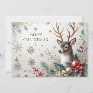 Merry Christmas with Reindeer, Ornaments and more Holiday Card