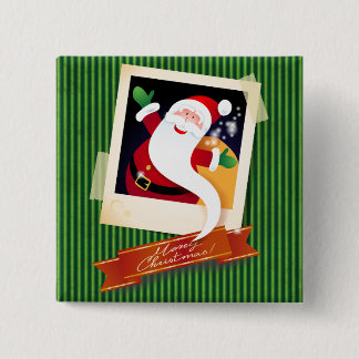 Merry Christmas with Santa! 15 Cm Square Badge