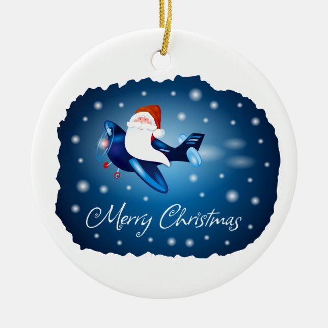 Merry Christmas with Santa Ceramic Tree Decoration (Front)