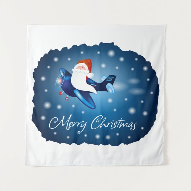 Merry Christmas with Santa Tapestry (Front)