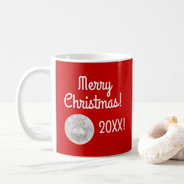 Merry Christmas with Silver Ornament Coffee Mug (With Donut)