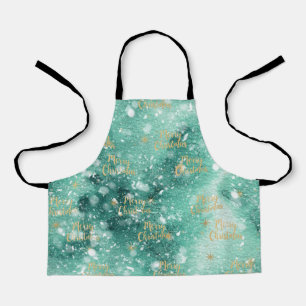 Merry Christmas With Snowflakes Apron