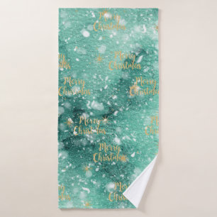 Merry Christmas With Snowflakes Bath Towel
