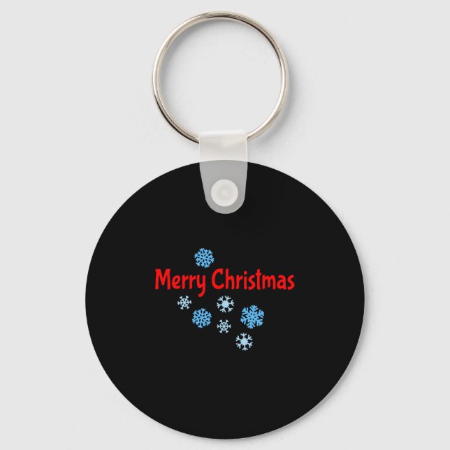 Merry Christmas with Snowflakes Key Ring (Front)