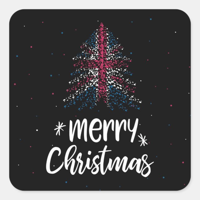 Merry Christmas with United Kingdom flag Square Sticker (Front)