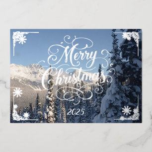 Merry Christmas with winter mountains poem inside
