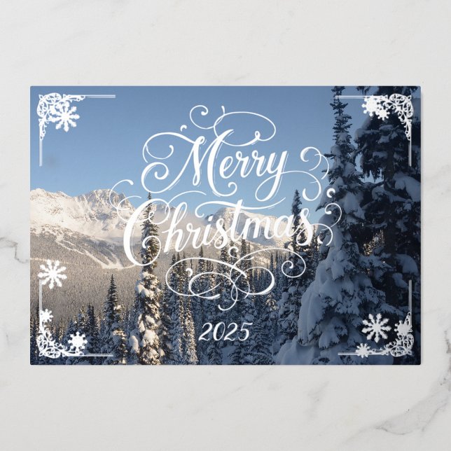 Merry Christmas with winter mountains poem inside (Front)