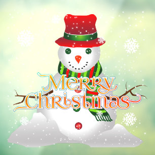 Merry Christmas with Wreath and Snowflakes