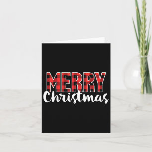 Merry Christmas Women Men Kids Red Buffalo Plaid X Card