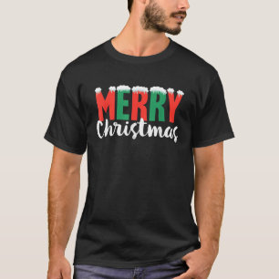 Merry Christmas Women Men Kids Snow Letter Print X T-Shirt