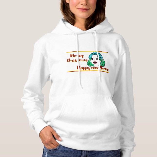 Merry Christmas Women's Basic Hooded Sweatshirt (Front)