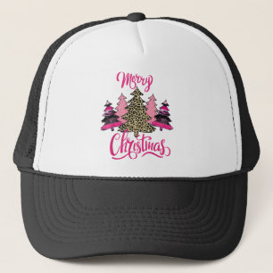 merry Christmas womens Girls pink tree christmas l Trucker Hat