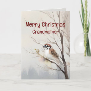 Merry Christmas Wonderful Grandmother Watercolor Card