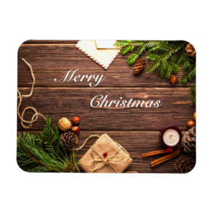 Merry Christmas Wood Design Magnet