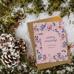 Merry Christmas Woodland Friends in Winter Forest Holiday Card