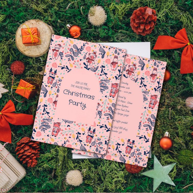 Merry Christmas Woodland Friends in Winter Forest  Invitation (Creator Uploaded)