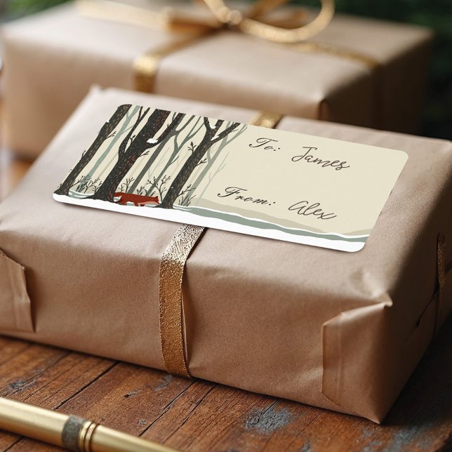 Merry Christmas Woodland Winter Forest Fox Joy Label (Merry Christmas Woodland Winter Forest Fox Joy Label)