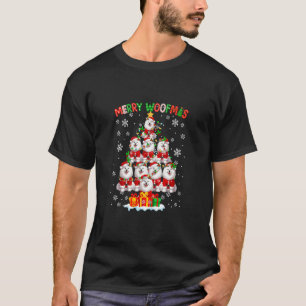 Merry Christmas Woof Group Santa Samoyeds Xmas Tre T-Shirt