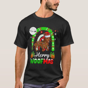 Merry Christmas Woof Santa Reindeer Dachshund Xmas T-Shirt