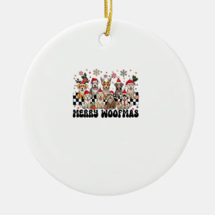 Merry Christmas Woofmas Dog Lovers Puppies Santa R Ceramic Tree Decoration