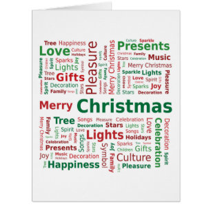 Merry Christmas Word Cloud in Green Red Colours