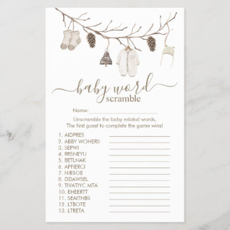 Merry Christmas Word Scramble Game Baby Shower Flyer