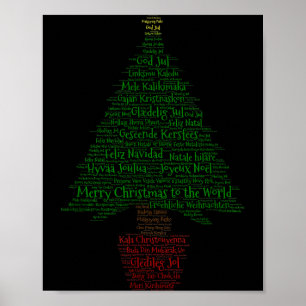 Merry Christmas World Languages Word Tree  Poster