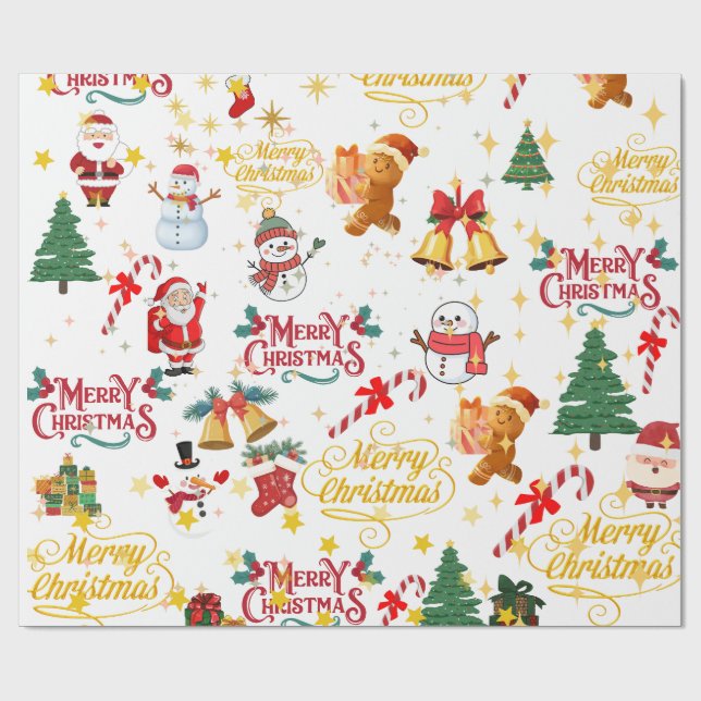 merry christmas wrapp wrapping paper (Flat)