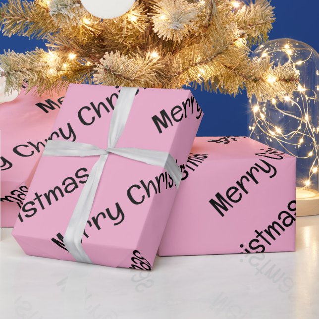Merry Christmas Wrapping Baby Pink Wrapping Paper (Holidays)