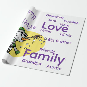 Merry Christmas Wrapping Family Love Snowman Paper