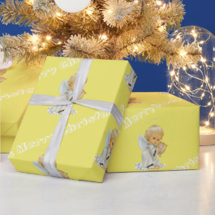 Merry Christmas Wrapping Paper Baby Yellow Angel