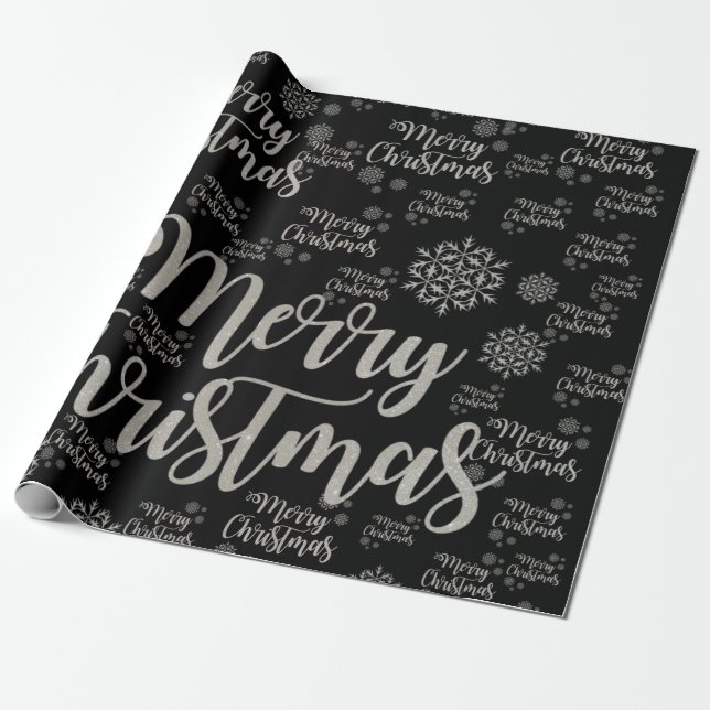 Merry Christmas Wrapping Paper Black (Unrolled)