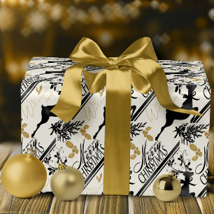 Merry Christmas Wrapping Paper Elegant Reindeer