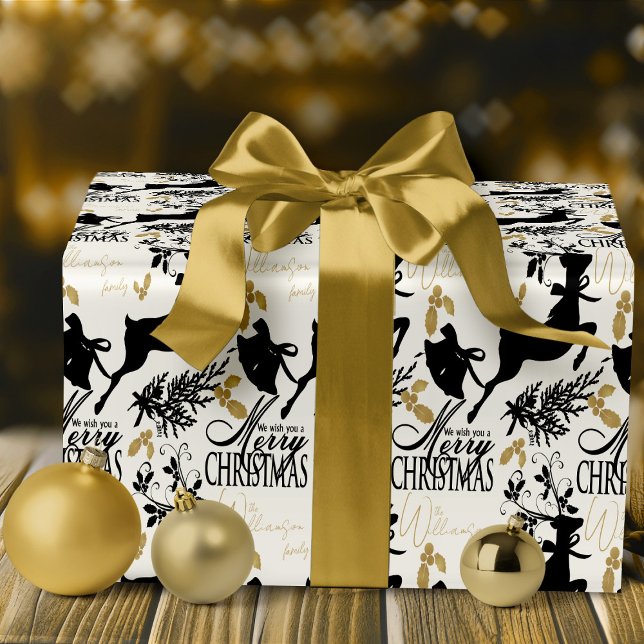 Merry Christmas Wrapping Paper Elegant Reindeer (custom personalized Christmas wrapping paper merry Christmas gift wrap with reindeer)