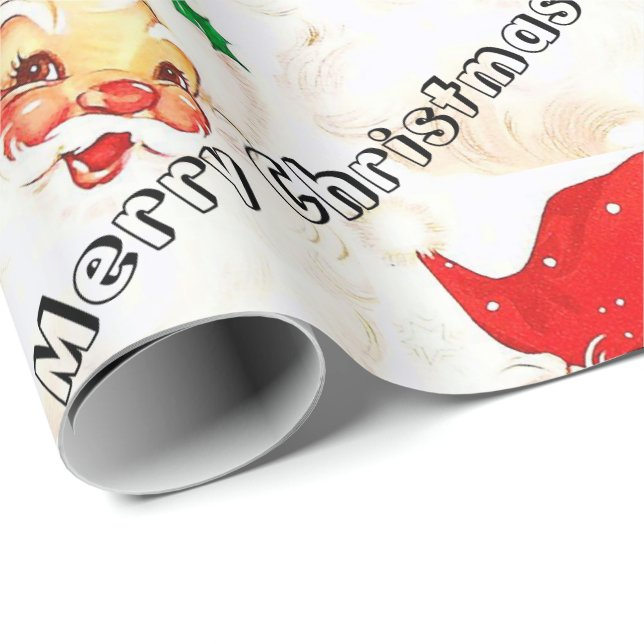 Merry Christmas Wrapping Paper Vintage Santa (Roll Corner)