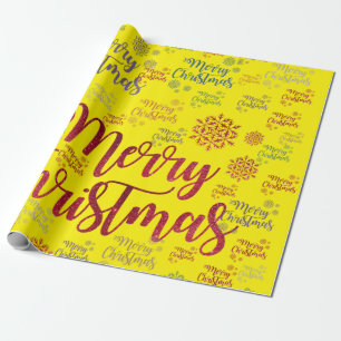 Merry Christmas Wrapping Paper Yellow