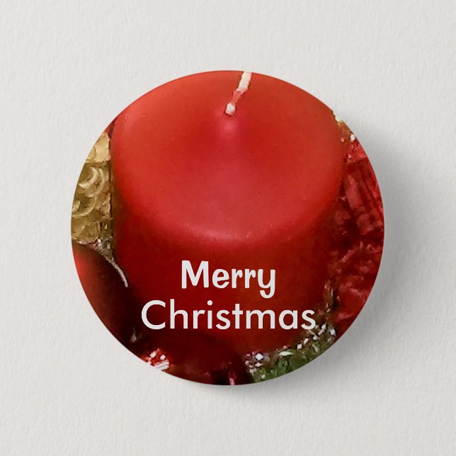 Merry Christmas Wreath 6 Cm Round Badge (Front)
