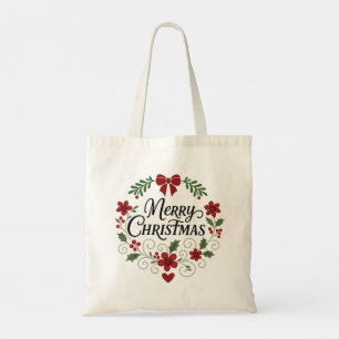 Merry Christmas Wreath Budget Tote Bag