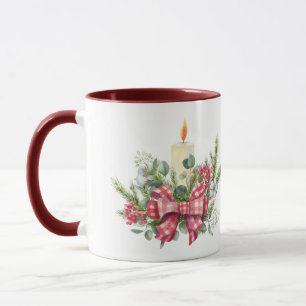 Merry Christmas wreath candle Joy to the world Mug