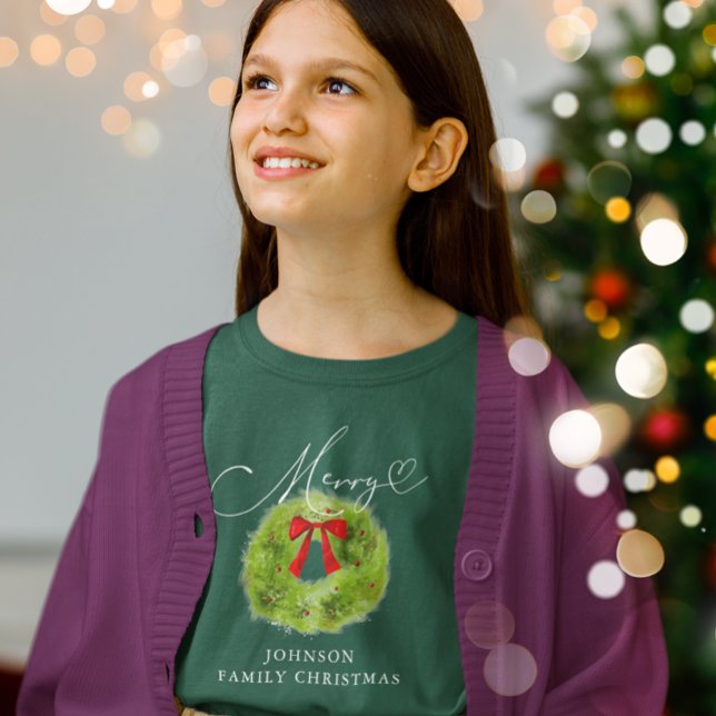 Merry Christmas Wreath Family Holiday T-Shirt (Creator Uploaded)