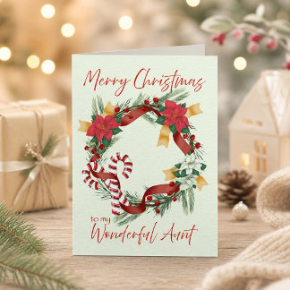 Merry Christmas Wreath for Aunt Card