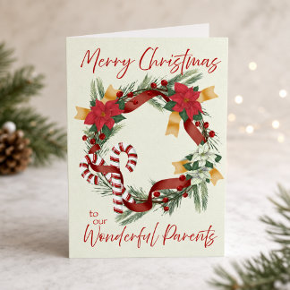 Merry Christmas Wreath for Parents Card