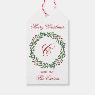 Merry Christmas Wreath Gift Tag