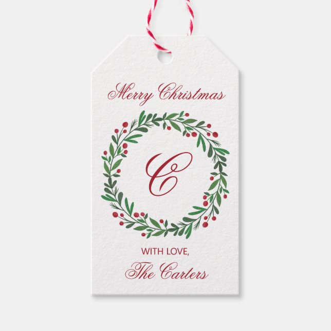Merry Christmas Wreath Gift Tag (Front)