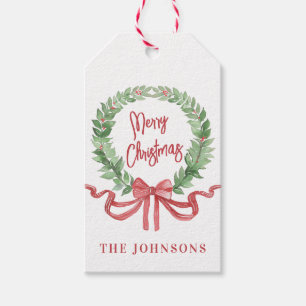 Merry Christmas Wreath Gift Tags