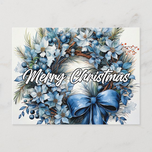 Merry Christmas Wreath | Happy Holidays Postcard (Front)