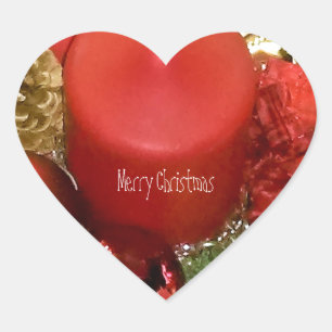 Merry Christmas Wreath Heart Sticker