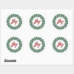 Merry Christmas Wreath: Joy Classic Round Sticker